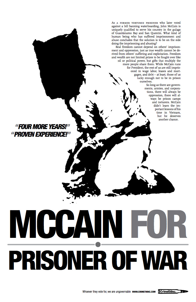 Photo recto de ‘McCain For Prisoner of War’