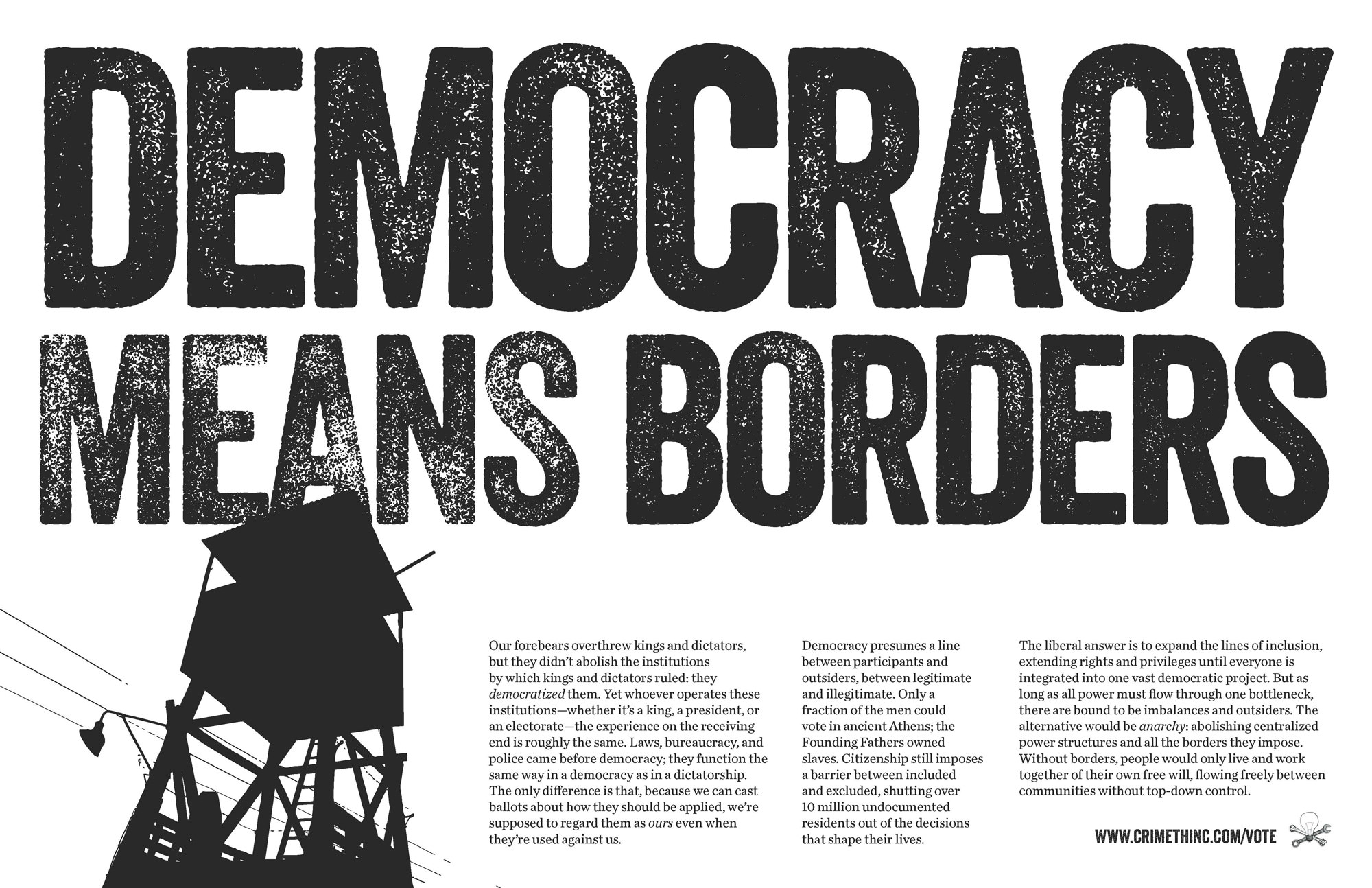 Photo recto de ‘Democracy Means Borders’