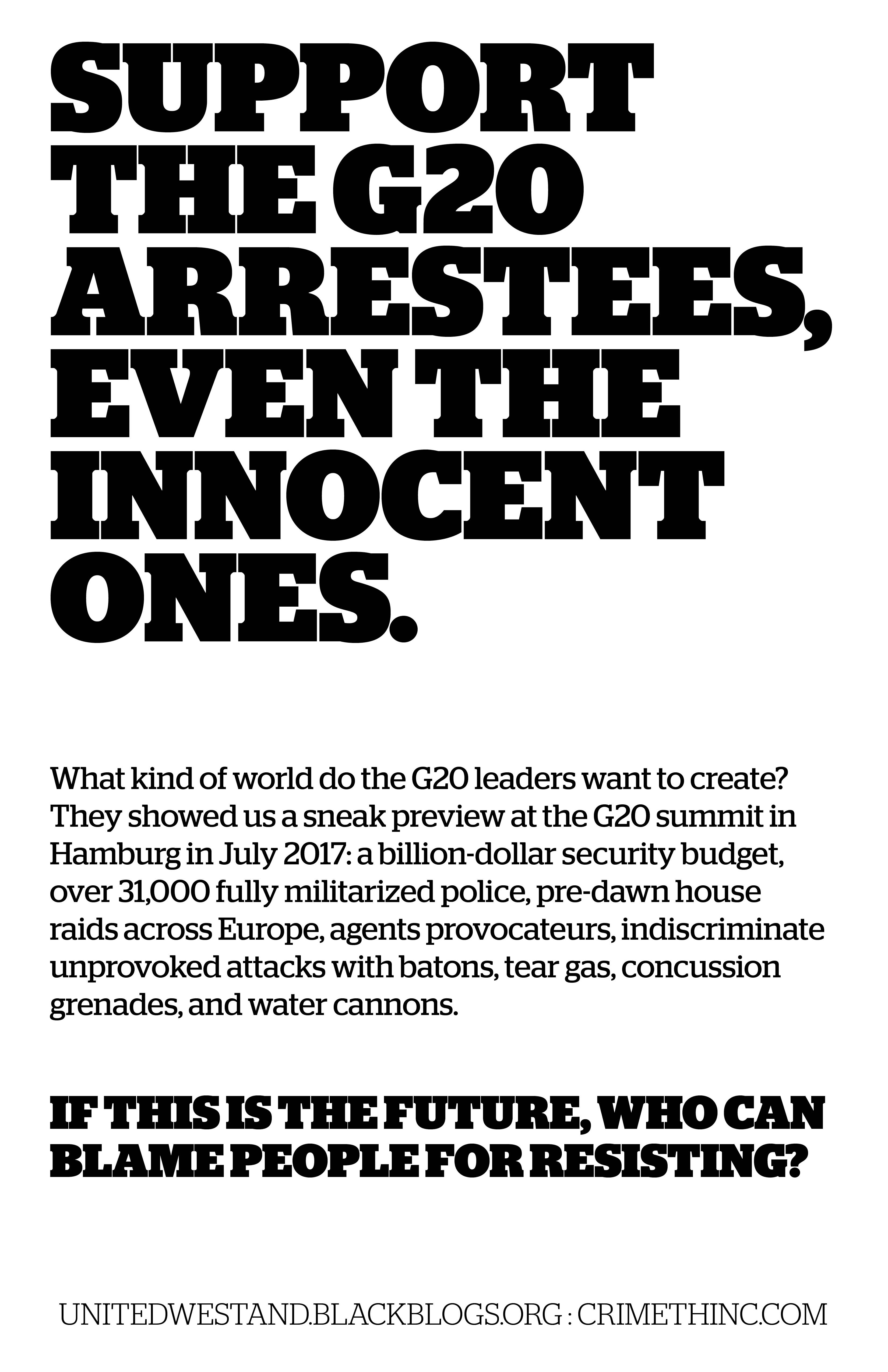 Photo recto de ‘Support the G20 Arrestees’