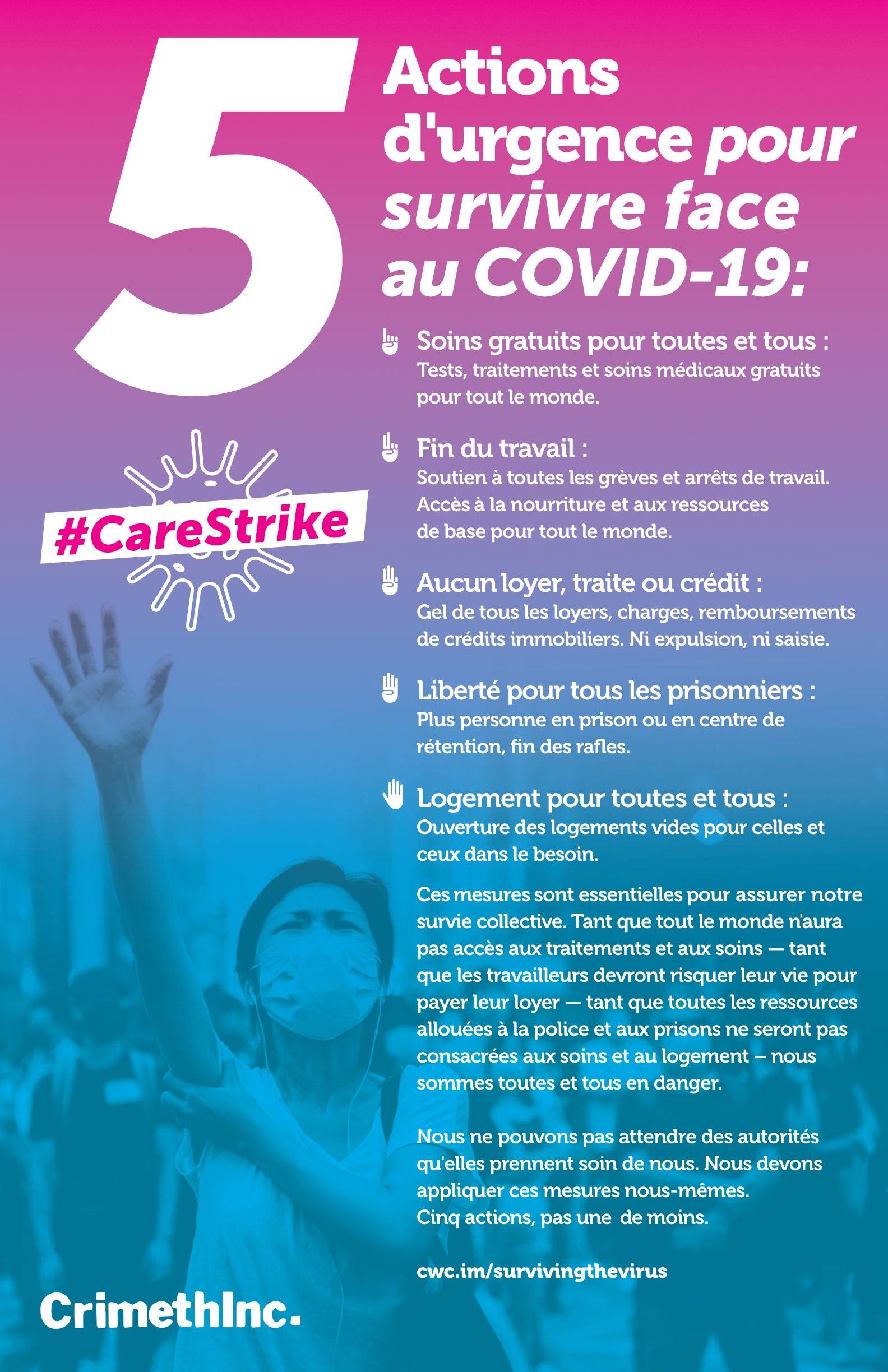 Photo recto de ‘Cinq actions d'urgence pour survivre face au COVID-19’